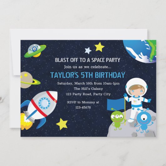 Astronaut Birthday Invitations (jongens) Kaart (Voorkant)