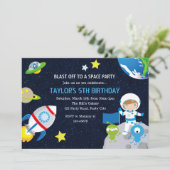 Astronaut Birthday Invitations (jongens) Kaart (Staand voorkant)