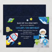 Astronaut Birthday Invitations (jongens) Kaart (Voorkant / Achterkant)
