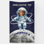 Astronaut Birthday Party 1st Trip Around the Sun Spandoek (Verticaal)