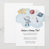 Astronaut Birthday Party Invitation Kaart (Voorkant / Achterkant)