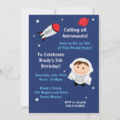 Astronaut Birthday Party Invitation Kaart (Voorkant)