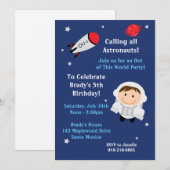Astronaut Birthday Party Invitation Kaart (Voorkant / Achterkant)