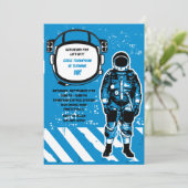 Astronaut Birthday Party Invitation Kaart (Staand voorkant)