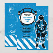 Astronaut Birthday Party Invitation Kaart (Voorkant / Achterkant)