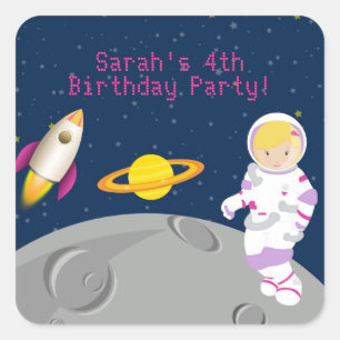 Astronaut Birthday Party Sticker