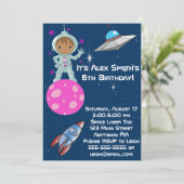 Astronaut Birthday - uitnodiging (Staand voorkant)