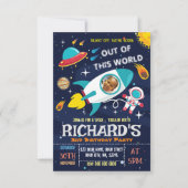 Astronaut Birthday Uitnodiging met foto (Voorkant)