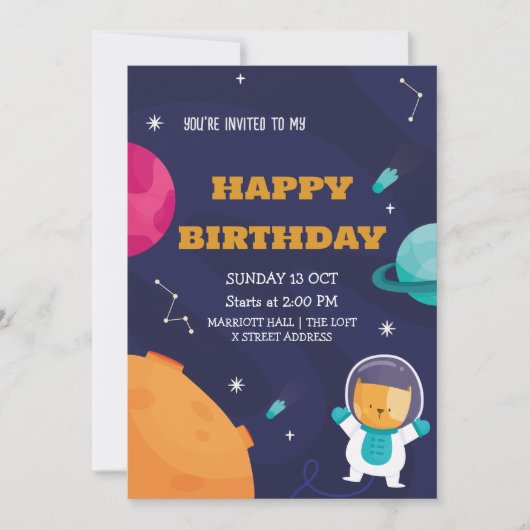 astronaut Birthday Uitnodiging tot kind (Voorkant)