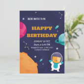 astronaut Birthday Uitnodiging tot kind (Staand voorkant)