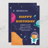 astronaut Birthday Uitnodiging tot kind (Voorkant / Achterkant)