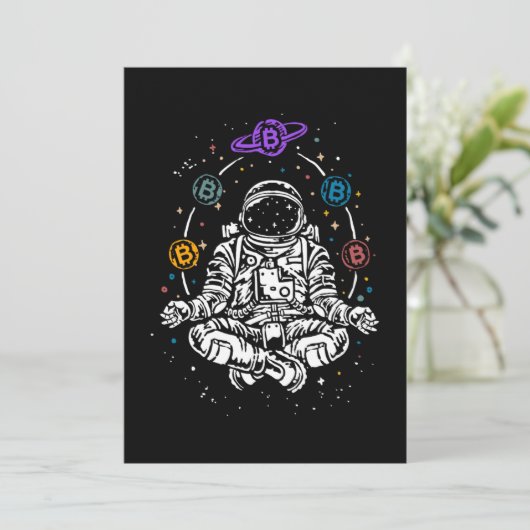 Astronaut Bitcoin Crypto Space BTC Cryptocurrency Kaart (Staand voorkant)