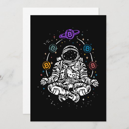 Astronaut Bitcoin Crypto Space BTC Cryptocurrency Kaart (Voorkant / Achterkant)