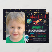 Astronaut blaast verjaardagsfoto af kaart (Voorkant / Achterkant)