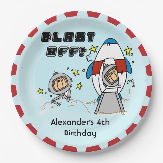 Astronaut Blast of Happy Birthday Paper Bord (Voorkant)