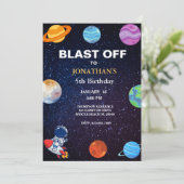 Astronaut Blast van 5th boys Birthday Party Kaart (Staand voorkant)