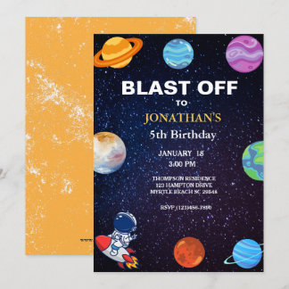 Astronaut Blast van 5th boys Birthday Party Kaart
