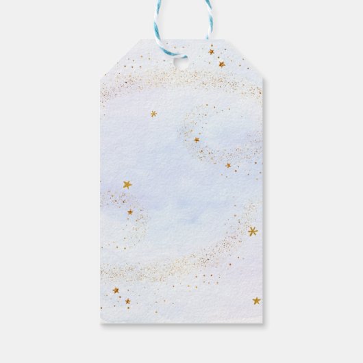 Astronaut Blauw Goud Buitenruimte Verjaardag Cadeaulabel (Achterkant)