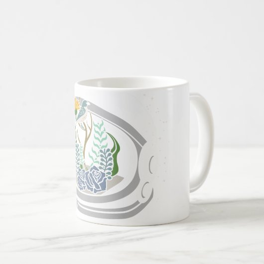 Astronaut Bloemen Kunst Koffiemok (Voorkant rechts)