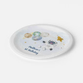 Astronaut Blue Gold Buitenspace Birthday Papieren Bordje (Gekanteld)