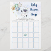 Astronaut Blue Gold Space Baby shower Bingo Game (Voorkant)