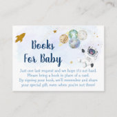 Astronaut Blue Gold Space Baby shower Book Request Informatiekaartje (Voorkant)