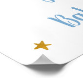 Astronaut Blue Gold Space Baby shower Welkom Poster (Hoek)