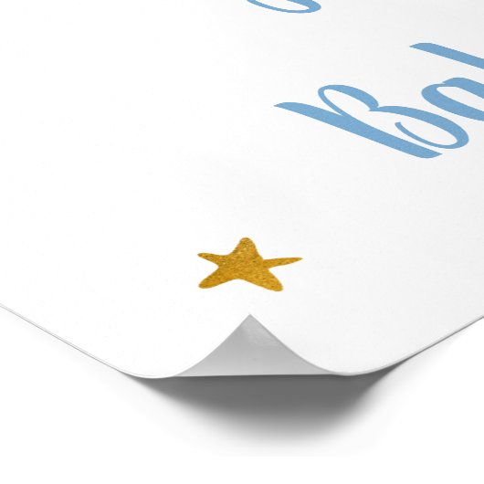 Astronaut Blue Gold Space Baby shower Welkom Poster (Hoek)