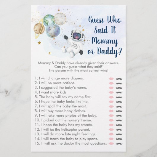 Astronaut Blue Space Raad wie zei dat het spel was (Voorkant)