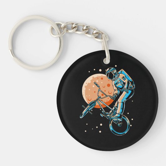 Astronaut BMX Moon Space Biker Sleutelhanger (Voorkant)