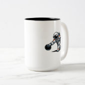 Astronaut Bowling Tweekleurige Koffiemok (Voorkant rechts)
