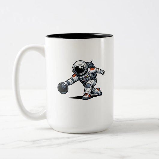 Astronaut Bowling Tweekleurige Koffiemok (Links)