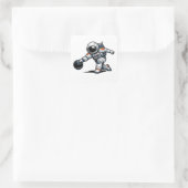 Astronaut Bowling Vierkante Sticker (Tas)
