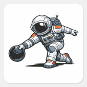 Astronaut Bowling Vierkante Sticker (Voorkant)