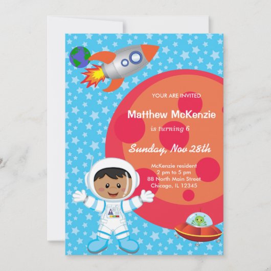 Astronaut boy Birthday-thema Kaart (Voorkant)