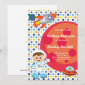 Astronaut boy Birthday-thema Kaart (Voorkant / Achterkant)