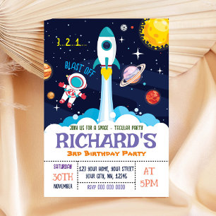 Astronaut Boy Birthday Uitnodiging