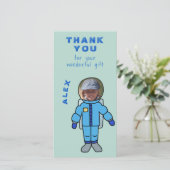 Astronaut Boy Dank U Plaats Uw Gezicht Bedankkaart (Staand voorkant)