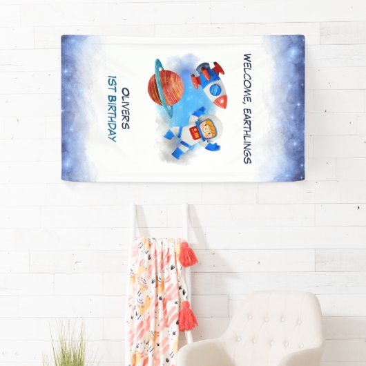 Astronaut Boy eerste verjaardag Spandoek (Insitu)