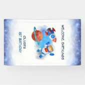 Astronaut Boy eerste verjaardag Spandoek (Horizontaal)