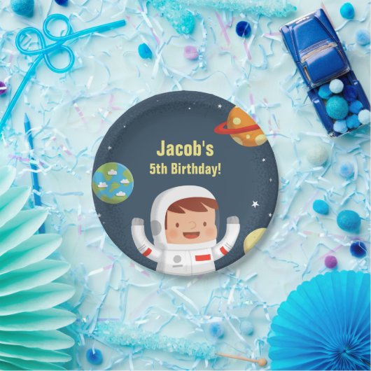 Astronaut Boy Galaxy Space Birthday Party Supply Papieren Bordje (Feest)