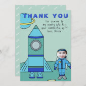 Astronaut Boy Moon Plaats uw gezicht bedankkaart (Voorkant / Achterkant)