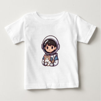 Astronaut Boy N' Cat Cute Cartoon Dreamer