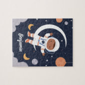 Astronaut Boy Outer Space Gepersonaliseerde Kinder Legpuzzel (Horizontaal)
