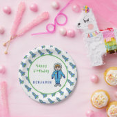 Astronaut Boy Rockets Space Name Birthday Papieren Bordje (Feest)