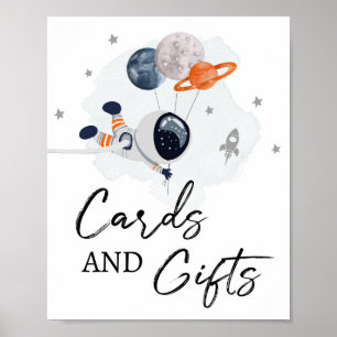 Astronaut Boy Sign. kaarten en Gifts Space Party Poster