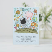Astronaut Boy's Birthday Party Theme Kaart (Staand voorkant)