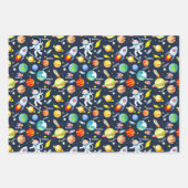 Astronaut Boy's Personaliseer Naam Ruimteschip Inpakpapier Vel (Voorkant 2)