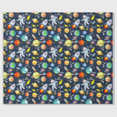 Astronaut Boy's Personalize Name Rocket Man Cadeaupapier (Vlak)