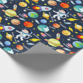 Astronaut Boy's Personalize Name Rocket Man Cadeaupapier (Hoek)